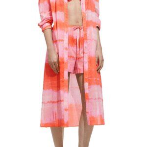Mango Pink and Orange Swim Coverup with Watercolor Design
